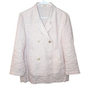 Massimo Alba Blazer Light Pink Women Size L Double Breasted 100% Linen Pockets
